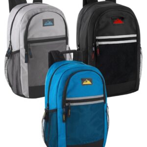 18 Inch Multi-Pocket Reflective Backpack - Pack of 3